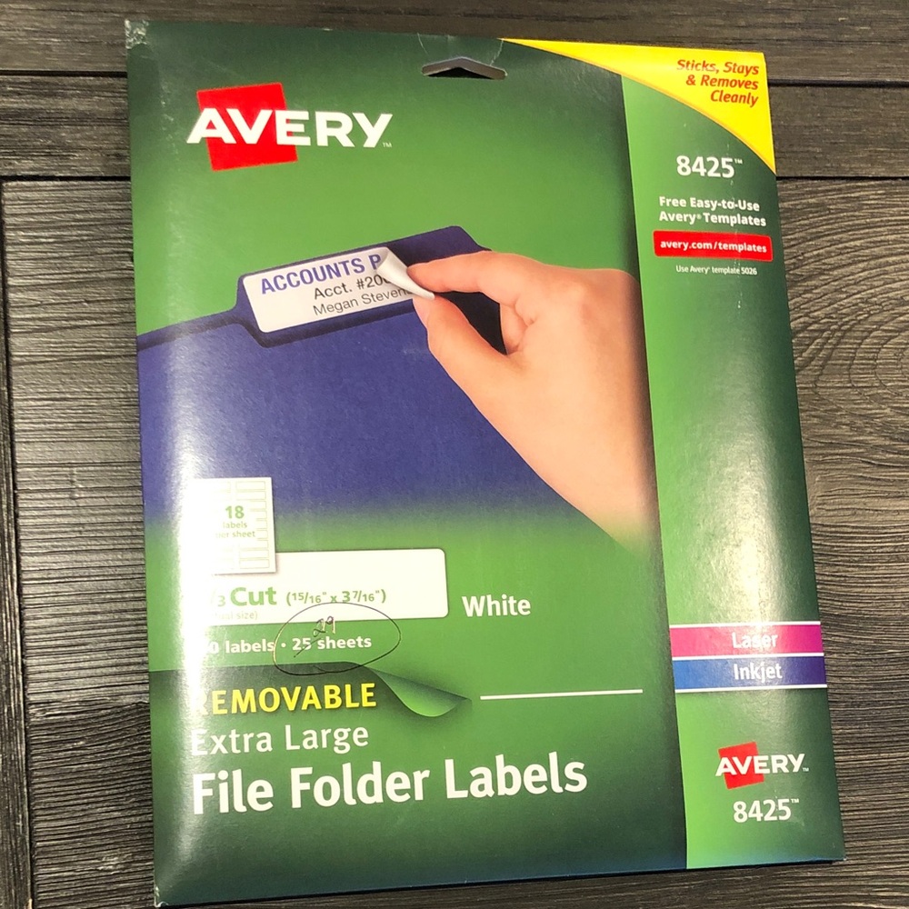Avery White Removable Extra Large File Folder Labels